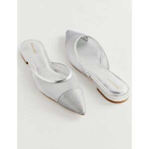 Reformation Flat Mesh Slide On Shoes Silver Size 8.5